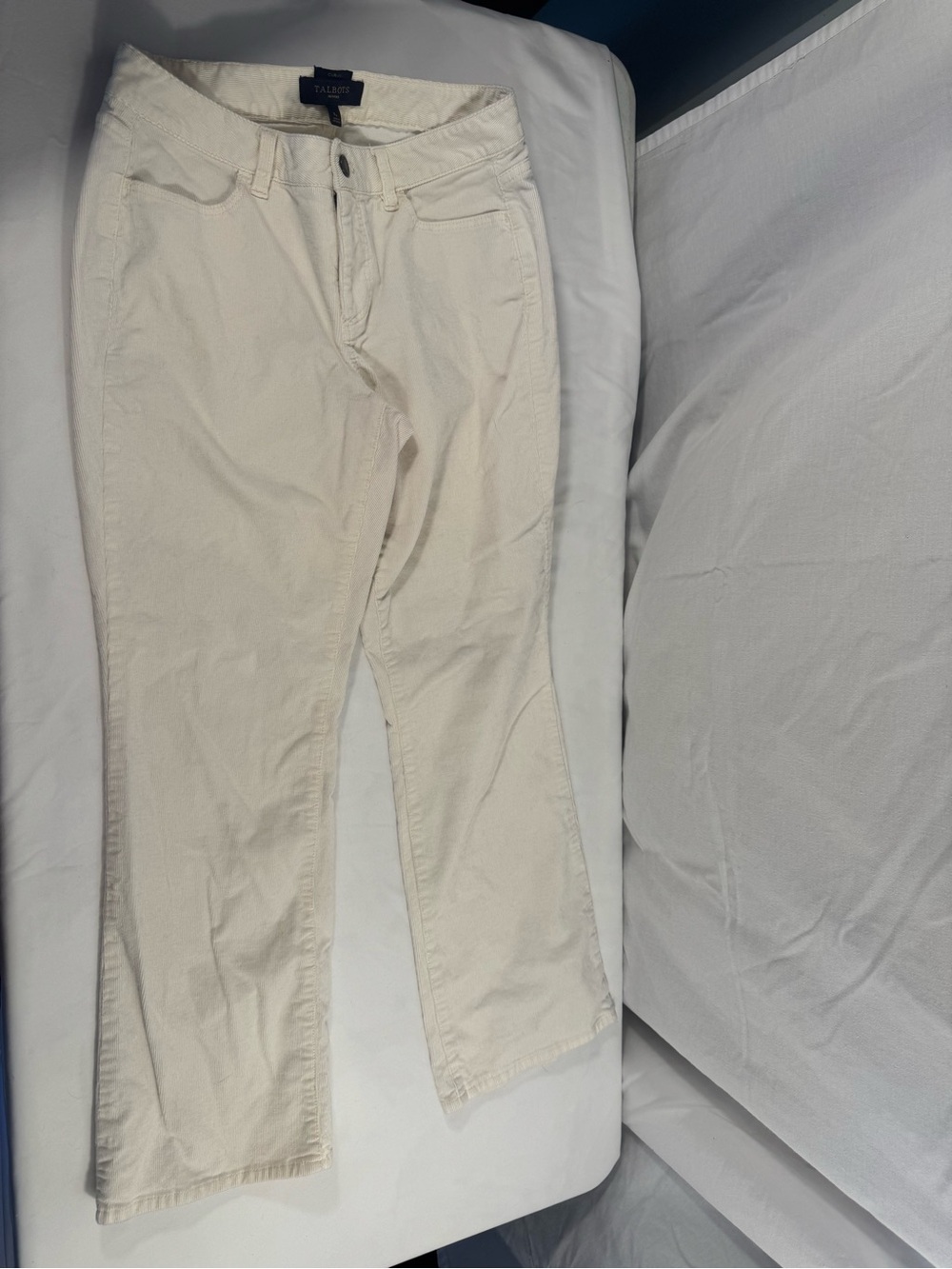 Talbots 8P Cream Off White Corduroy Pants Straight Leg Petite GrandmaCore Preppy